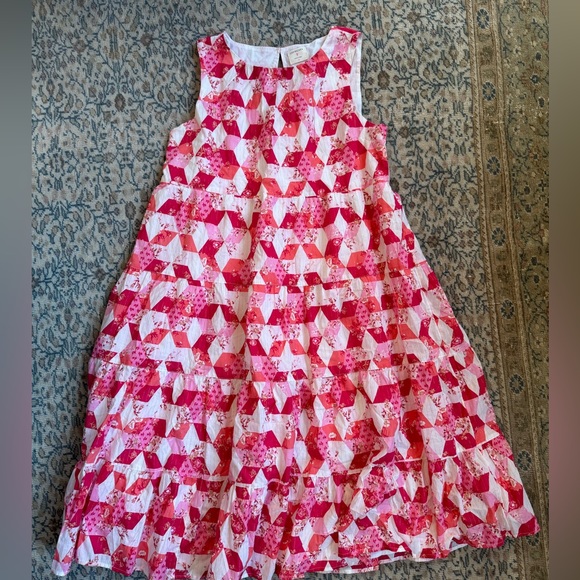 NEW (no tag) Crewcuts tiered dress in shimmer patchwork print (size 14) - Picture 3 of 4